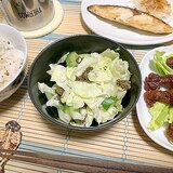 キャベツときゅうりをチンしてとろろ昆布ぐるぐる小鉢